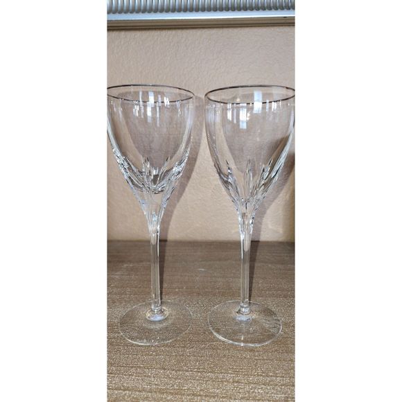 Lenox Crystal Firelight Platinum Water Goblets Set of 2 - Picture 12 of 13